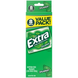 EXTRA Spearmint Sugarfree Chewing Gum, Value Pack (8 Packs) image