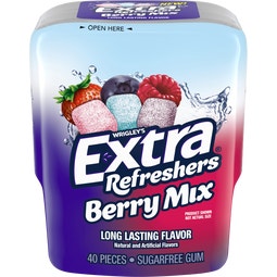EXTRA Refreshers Berry Mix Sugarfree Chewing Gum, 40-Piece Bottle image