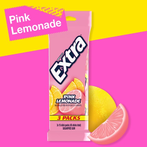 EXTRA Pink Lemonade Sugarfree Chewing Gum, Multipack (3 Packs)