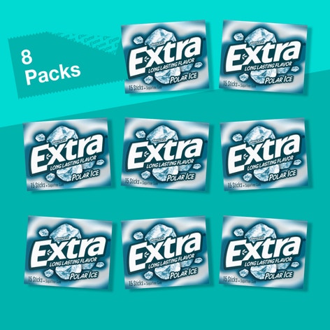 EXTRA Polar Ice Sugarfree Chewing Gum, Value Pack (8 Packs)