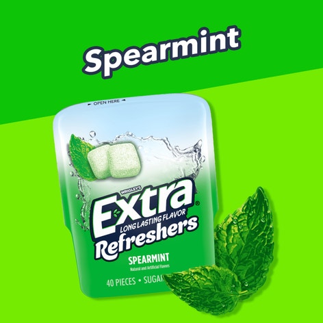 EXTRA Refreshers Spearmint Sugarfree Chewing Gum, 40-Piece Bottle