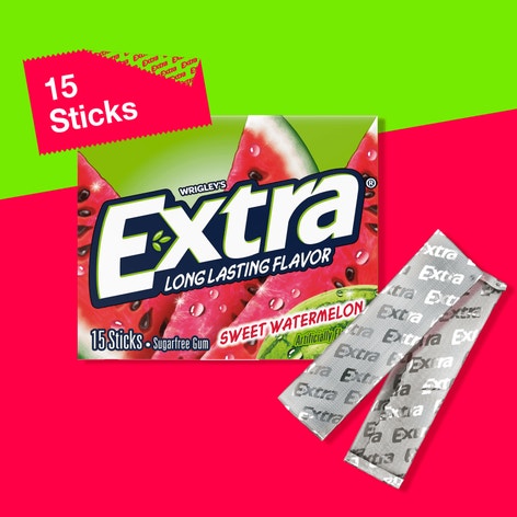 EXTRA Sweet Watermelon Sugarfree Chewing Gum, 15-Stick Single Pack