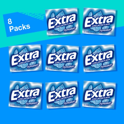 EXTRA Peppermint Sugarfree Chewing Gum, Value Pack (8 Packs)
