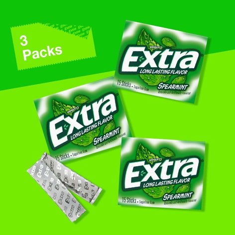 EXTRA Spearmint Sugarfree Chewing Gum, Multipack (3 Packs)