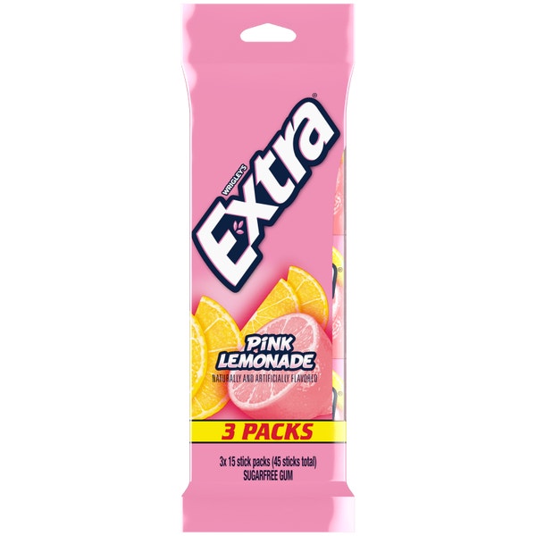 EXTRA Pink Lemonade Sugarfree Chewing Gum, Multipack (3 Packs)