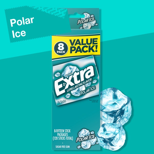 EXTRA Polar Ice Sugarfree Chewing Gum, Value Pack (8 Packs)