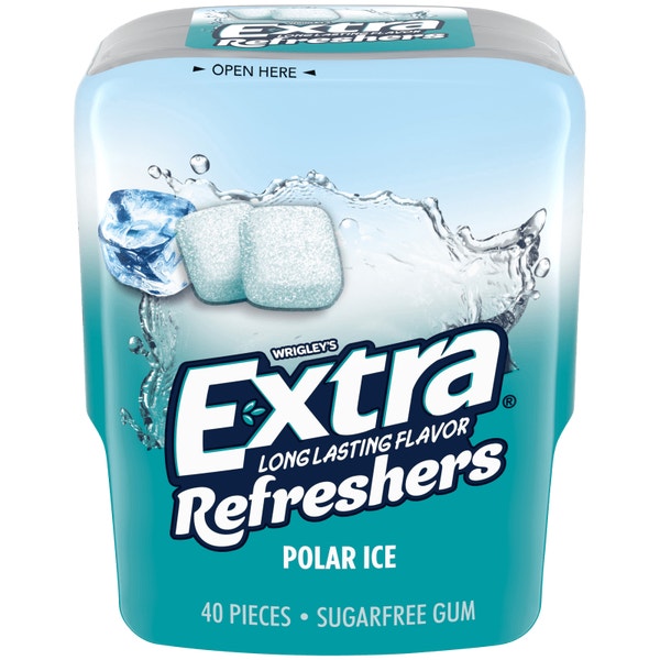 EXTRA Refreshers Polar Ice Sugarfree Chewing Gum, 40-Piece Bottle