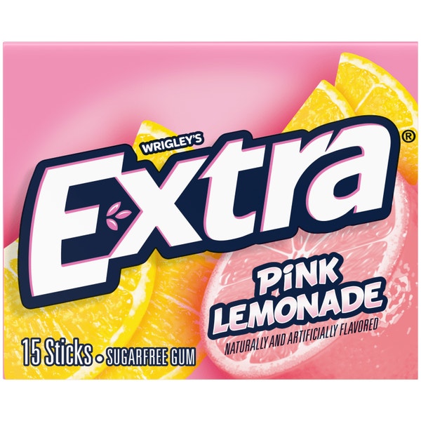 Extra Pink Lemonade Sugar Free Chewing Gum,  15 Stick Single Pack