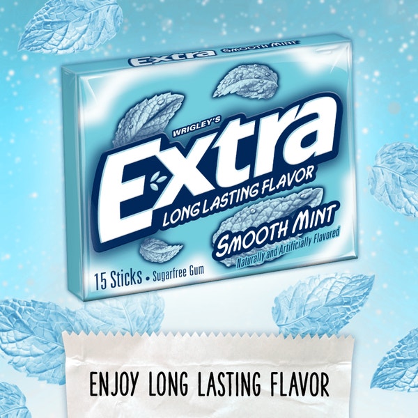 EXTRA Smooth Mint Sugarfree Chewing Gum, 15-Stick Single Pack