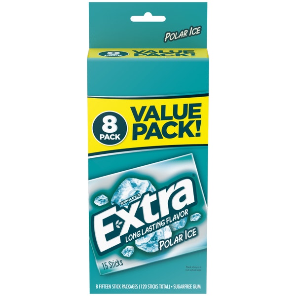 EXTRA Polar Ice Sugarfree Chewing Gum, Value Pack (8 Packs)