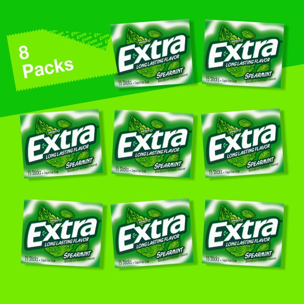 EXTRA Spearmint Sugarfree Chewing Gum, Value Pack (8 Packs)