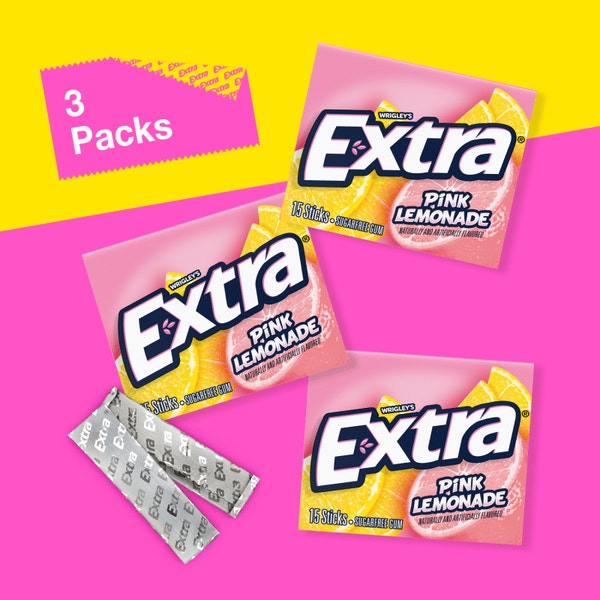 EXTRA Pink Lemonade Sugarfree Chewing Gum, Multipack (3 Packs)