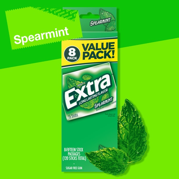 EXTRA Spearmint Sugarfree Chewing Gum, Value Pack (8 Packs)
