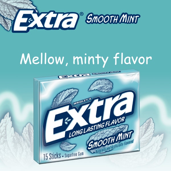 EXTRA Smooth Mint Sugarfree Chewing Gum, 15-Stick Single Pack