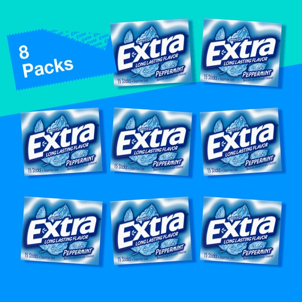 EXTRA Peppermint Sugarfree Chewing Gum, Value Pack (8 Packs)