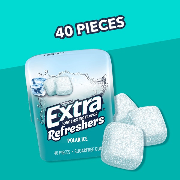 EXTRA Refreshers Polar Ice Sugarfree Chewing Gum, 40-Piece Bottle