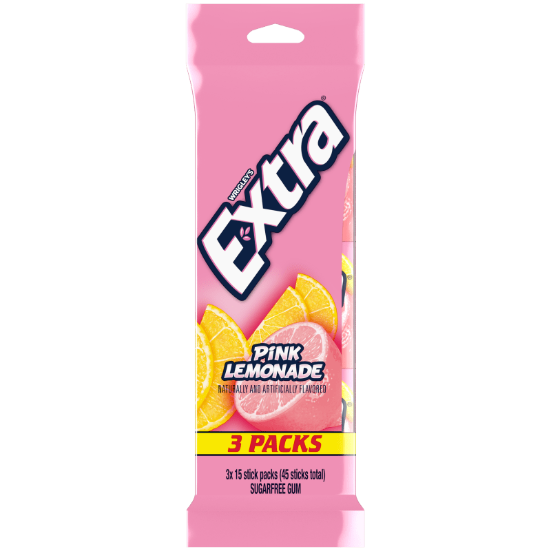 EXTRA Pink Lemonade Sugarfree Chewing Gum, Multipack (3 Packs)