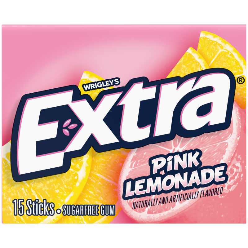 Extra Pink Lemonade Sugar Free Chewing Gum,  15 Stick Single Pack