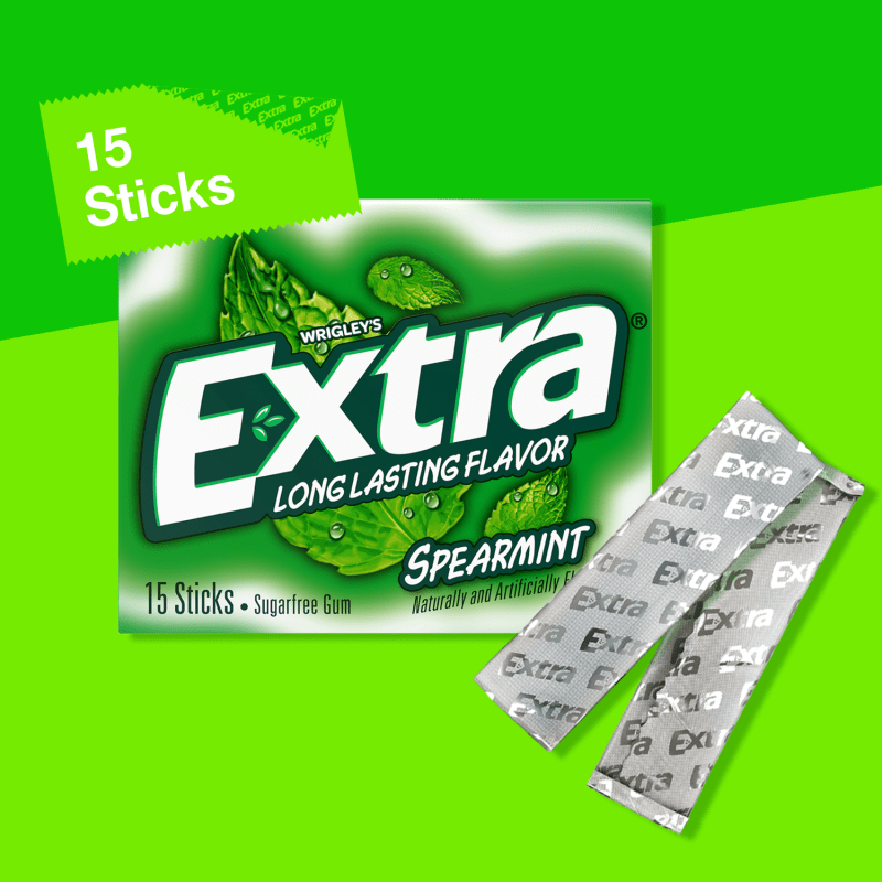 EXTRA Spearmint Sugar Free Chewing Gum, 15-Stick Single Pack