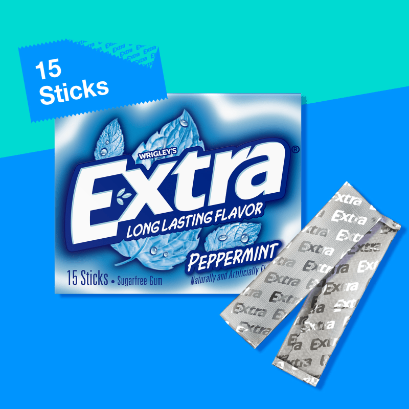 EXTRA Peppermint Sugar Free Chewing Gum, 15-Stick Single Pack