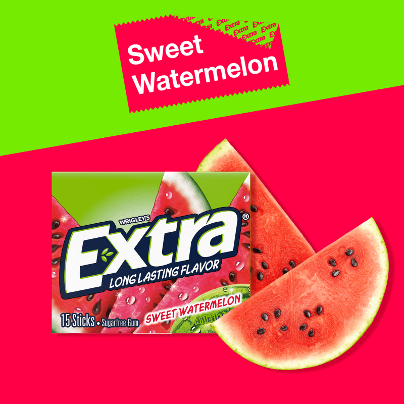 EXTRA Sweet Watermelon Sugarfree Chewing Gum, 15-Stick Single Pack