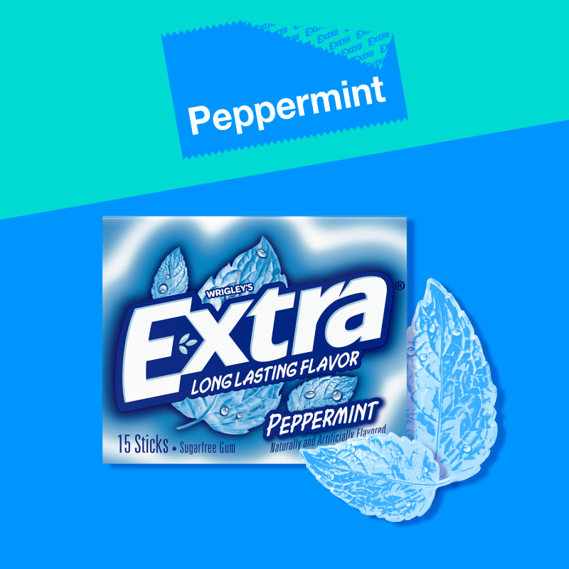 EXTRA Peppermint Sugar Free Chewing Gum, 15-Stick Single Pack